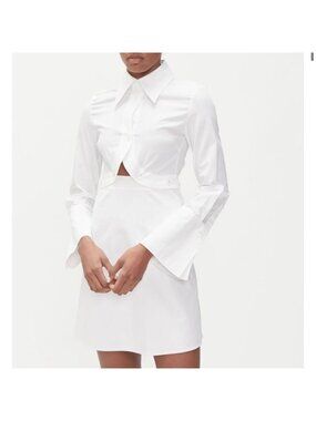 ELLERY White Double Helix Cotton Shirt Dress